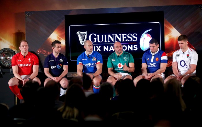 Alun Wyn Jones, Greig Laidlaw, Sergio Parisse, Rory Best, Guilhem Guirado and Owen Farrell 23/1/2019